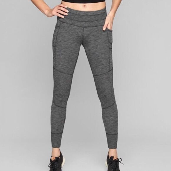 ATHLETA Excursion Tight Black Gray Heather Size Medium Tall - Picture 1 of 6